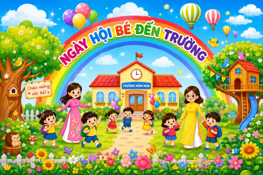 mẫu backdrop khai giảng ấn tượng cho năm học mới