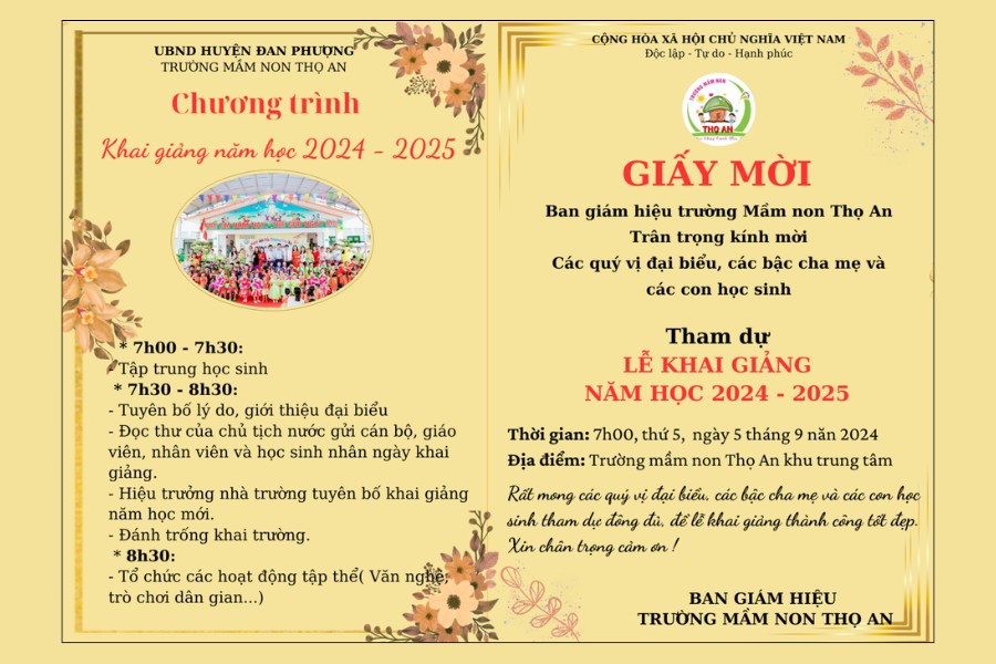 Mẫu giấy mời khai giảng cho năm học mới