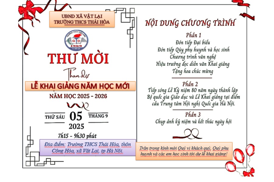 Mẫu giấy mời khai giảng cho năm học mới