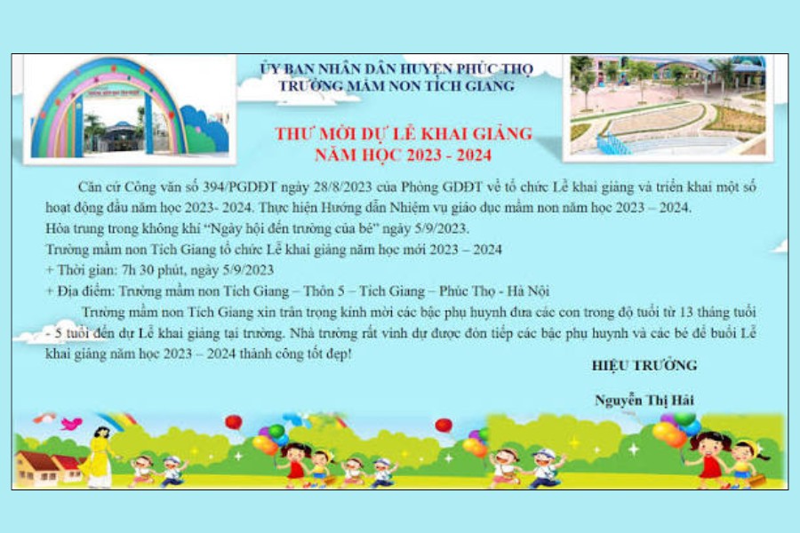 Mẫu giấy mời khai giảng cho năm học mới