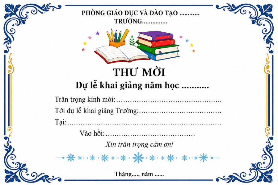 Mẫu giấy mời khai giảng cho năm học mới